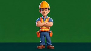 Construction, Worker, Cartoon. Free Stock Video