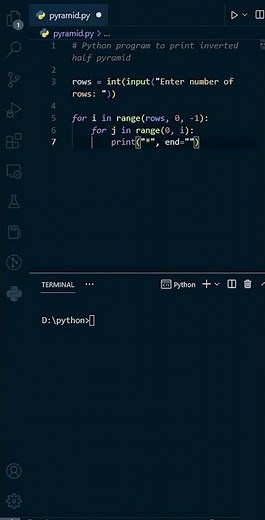 😲 Unbelievable Python Trick - Inverted Pyramid Pattern in 1 min #shorts
