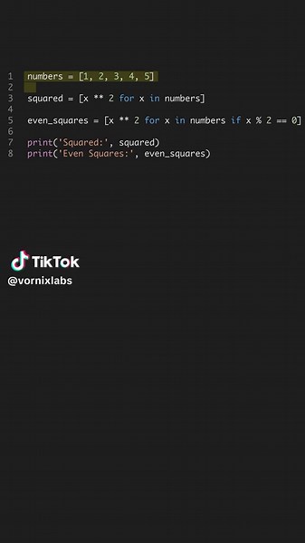 Say goodbye to loops! 🚀 Discover Python's secret weapon: list comprehensions. #Python #Coding --- Get the Python for AI course 6 projects at the link in bio. 🐍