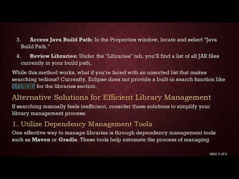 How to Easily Check if a Library is in Your Java Build Path in Eclipse