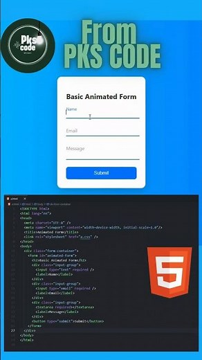 How to build Animated Form Using HTML & CSS | Clean UI Design for #webdevelopment
