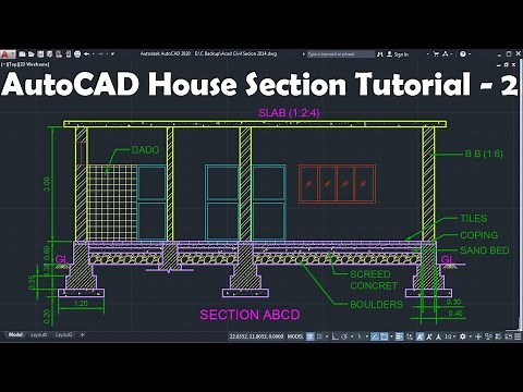 AutoCAD House Section Drawing Tutorial - 2 of 3