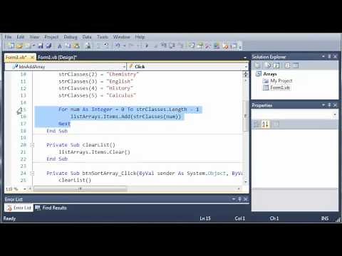 Visual Basic Tutorial - 60 - Sorting And Reversing Arrays