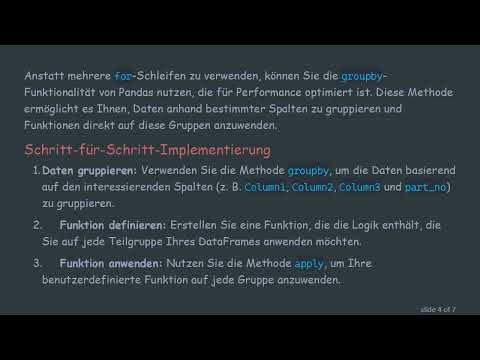 Optimierung von for-Schleifen in Python Pandas für effektive Datenverarbeitung