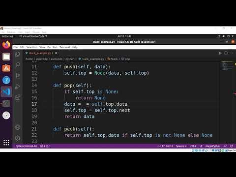 Python Implement a stack with push, pop, peek