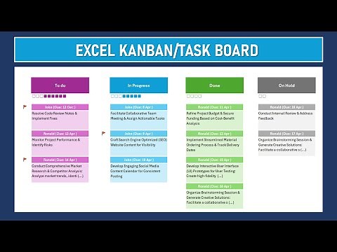 STEP by STEP Excel Kanban, Task or Activity Board | Agile Scrum Project Tasks