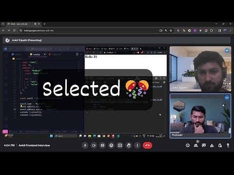 Selected as Frontend Engineeer | 1 Year Experienced Interview | JavaScript and React