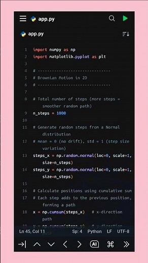Brownian Motion Simulation in Python | Random Walk Explained with Code 🔥