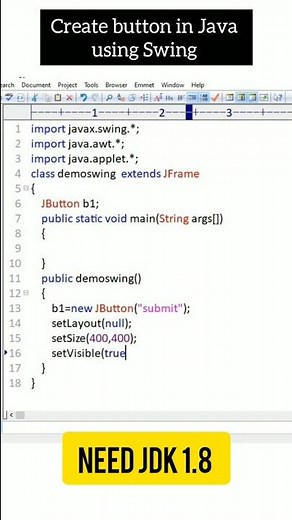 Create button in java using swing #java #frontenddeveloper #fullstack #javatutorial #codewithharry