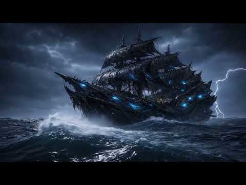 Alien Warship Unshaken in a Violent Storm | 4K Ambient Motion TV Screensaver