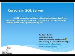 Cursors in SQL Server (T-SQL)
