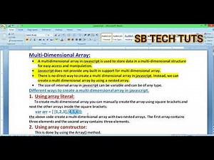Multidimensional Array in JavaScript | Arrays | JavaScript Tutorial | CLASS-41 | Telugu