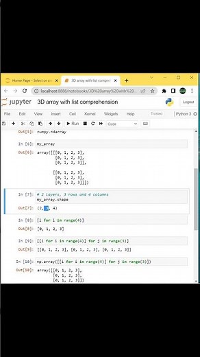Python 3D Array with List Comprehension #shorts