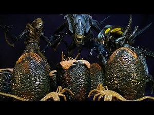 NECA ALIEN EGGS 6 PACK (WITH 3 FACEHUGGERS) - LV-426 CAGED FREE XENOMORPH FIGURE REVIEW
