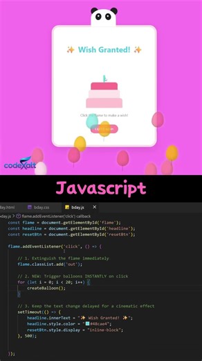 Birthday animation 🎂 using HTML,CSS and Javascript # short #codings #programming #webdevelopment