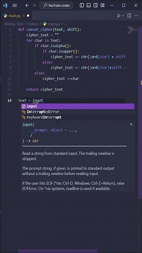Caesar Cipher: encryption 🔒 in #Python #shorts