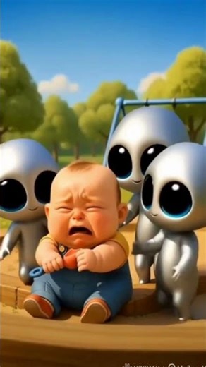 Baby Cries on Ground and Aliens Suddenly Appear | baby cry video #babycrying #babycryingvideo