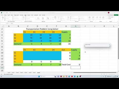 Transportation Problem Optimization using Excel Solver