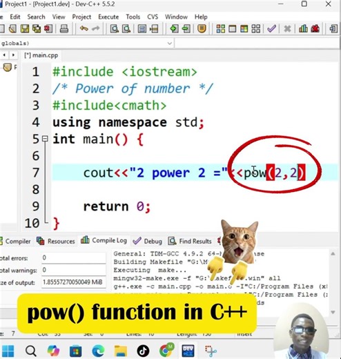 Write C++ Power Program in 5 Seconds 😱 | pow() Function for Beginners