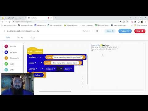 Simple python Input/Output and lists in EduBlocks