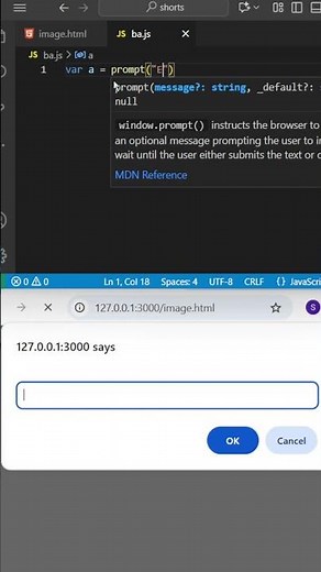 Take User Input Using Prompt in JavaScript #frontendcourse #shots#coding