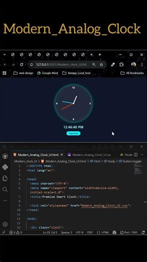 How To Create a Real-Time Modern Analog Clock ⏰ Using HTML, CSS & JavaScript | Live Clock Project