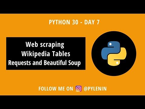 Web scraping Wikipedia Tables | Python 30 | Day 7 | Requests | Beautiful Soup | Python Projects