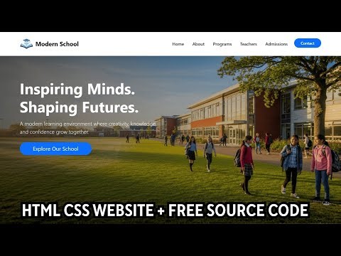 How To Create a School Website Using HTML & CSS | Modern Design + Free Source Code