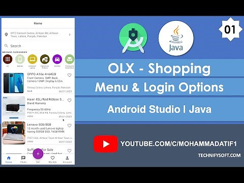 OLX Shopping | 01 Menu & Login Options | Android Studio | Java