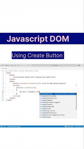 🔥 Create a Button Instantly with JavaScript DOM! | No HTML Needed 💻 #Shorts
