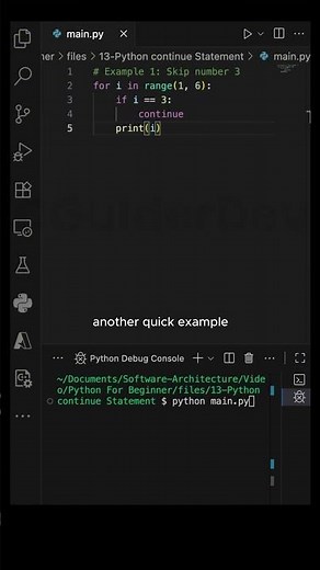 Python continue Statement in a Min | Control Flow Tools | Python for beginners #coding