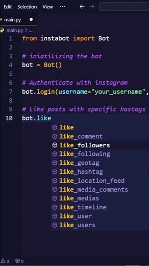 Instagram bot in 5sec using Python