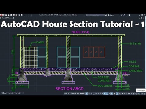 AutoCAD House Section Drawing Tutorial - 1 of 3