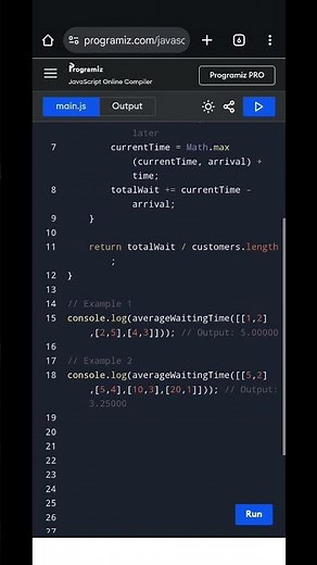 JavaScript Program to Calculate Average Waiting Time | Chef Simulation Problem Explained