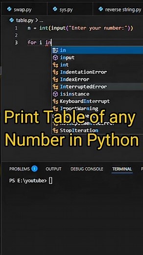 Multiplication Table in Python | For Loop Example #shorts