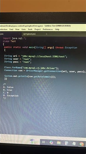 What Will Be the Output? | JDBC Interview Question | Java Interview Question #interview #mysql