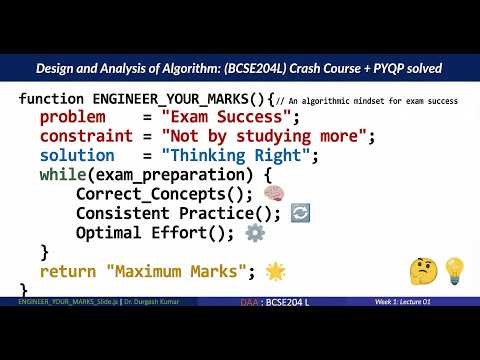 Design & Analysis of Algorithms (DAA) Exam Prep: Crash Course & Step-by-Step Solutions of PYQP