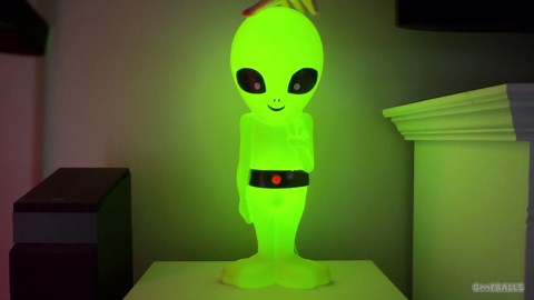 24-Inch Lighted Alien Novelty Blow Mold Light – Cute Retro Green Martian with Peace Sign – Indoor/Outdoor Display, Sci-Fi Decor, Unique Yard Art with Plug-in Lights