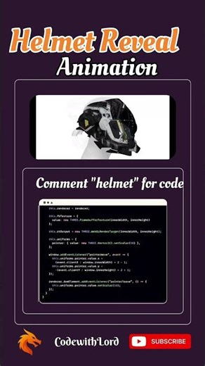 Helmet Reveal Animation in Three.js | Futuristic 3D Web Animation (CodewithLord)