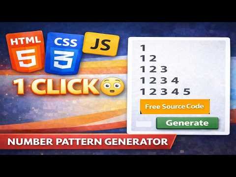 1 click me Number Pattern generate karo 😳 (HTML CSS JS Tool) Free Source Code