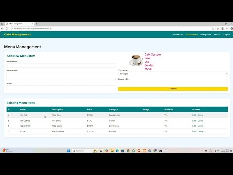 Cafe Management System Using Java JSP Servlet Mysql and NetBeans