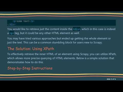 How to Get the Inner HTML of an Element Using Scrapy