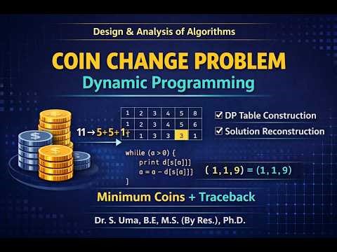 Coin Changing Problem | Dynamic Programming | Design and Analysis of Algorithms | Examples |Tamil