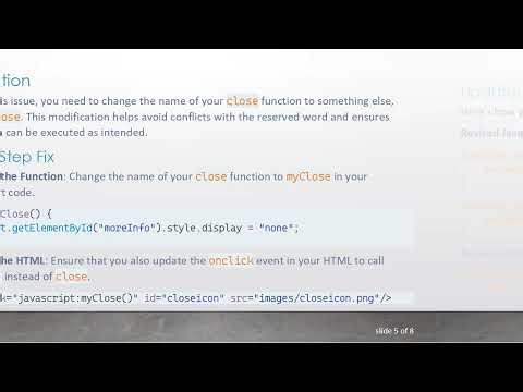 How to Fix the close Function Issue in Your JavaScript Code