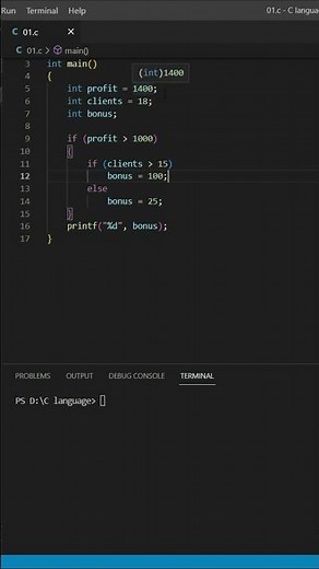 Nested If Statement in c language