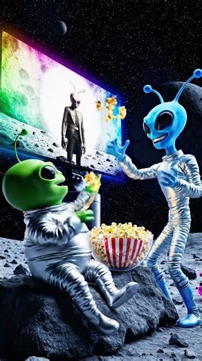 Alien Popcorn Battle on the Moon #shorts
