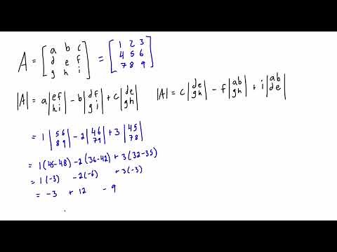 Find the determinant of a 3x3 matrix using cofactor expansion