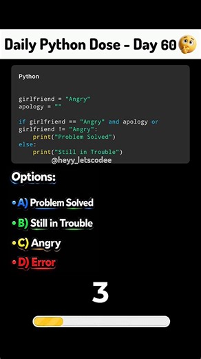 Python Interview Question | Daily Coding Quiz | Shorts ( Day 60 - Video 1 )