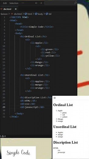 Quick Guide: HTML Ordered, Unordered & Description Lists